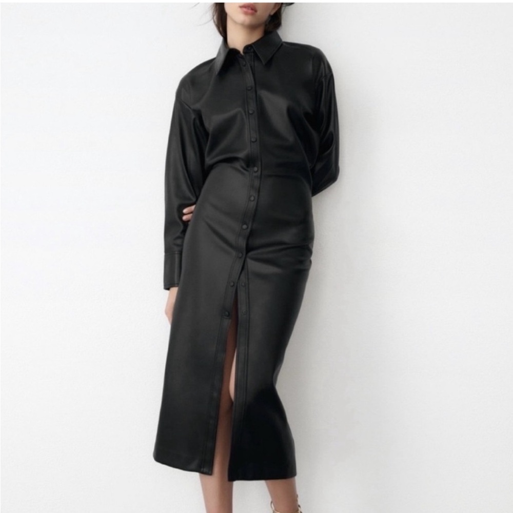 ZARA Faux Leather Dress Coat